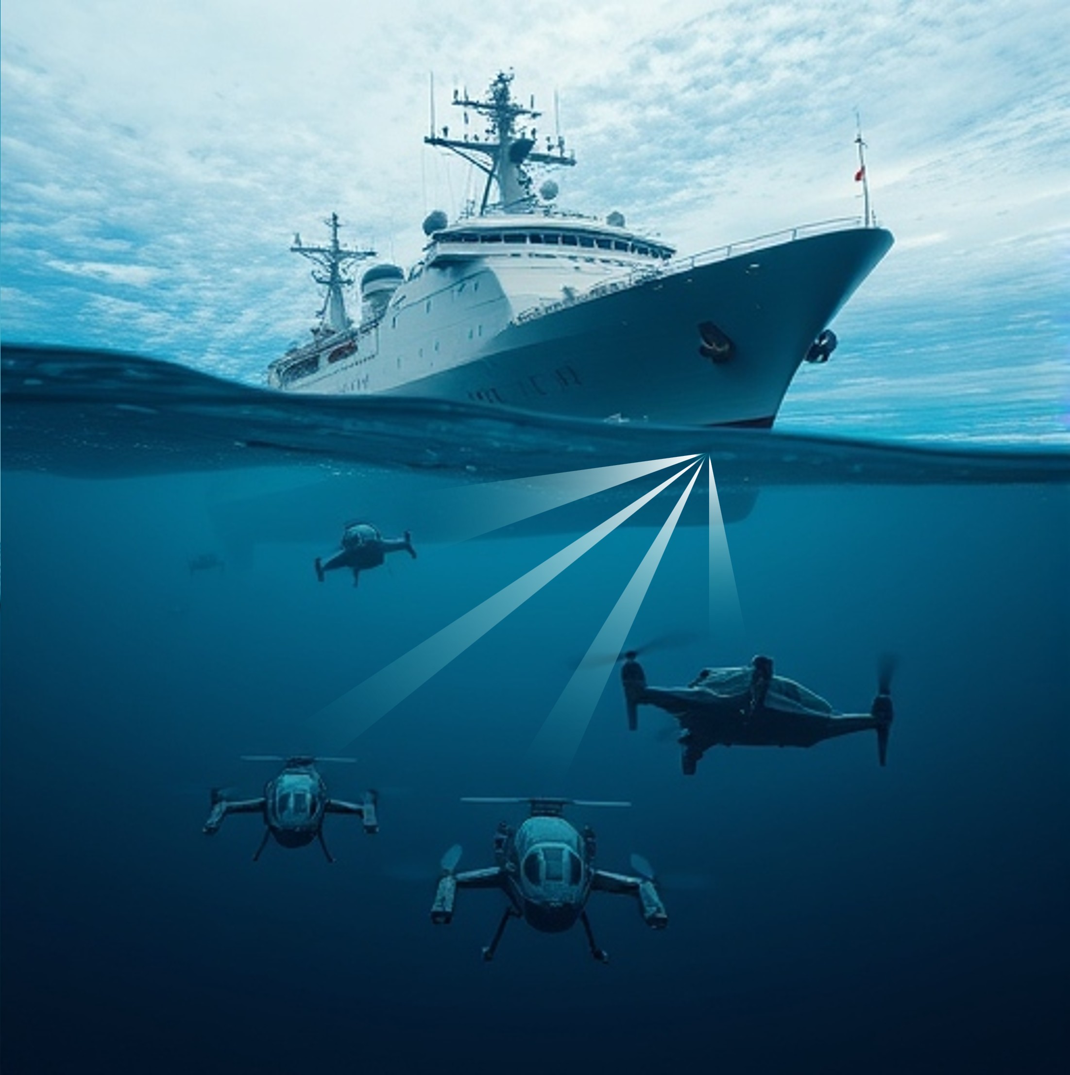 Li-Fi kann unter Wasser für die Kommunikation zwischen automatisierten Unterwasserfahrzeugen eingesetzt werden.