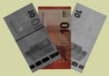 Neue 10-Euro-Banknote in verschiedenen Wellenlängenbereichen