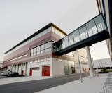 Clean room for microsystems of the Fraunhofer Institute for Photonic Microsystems with access to the institute building