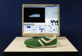 Wired model of a running shoe with built-in sensors