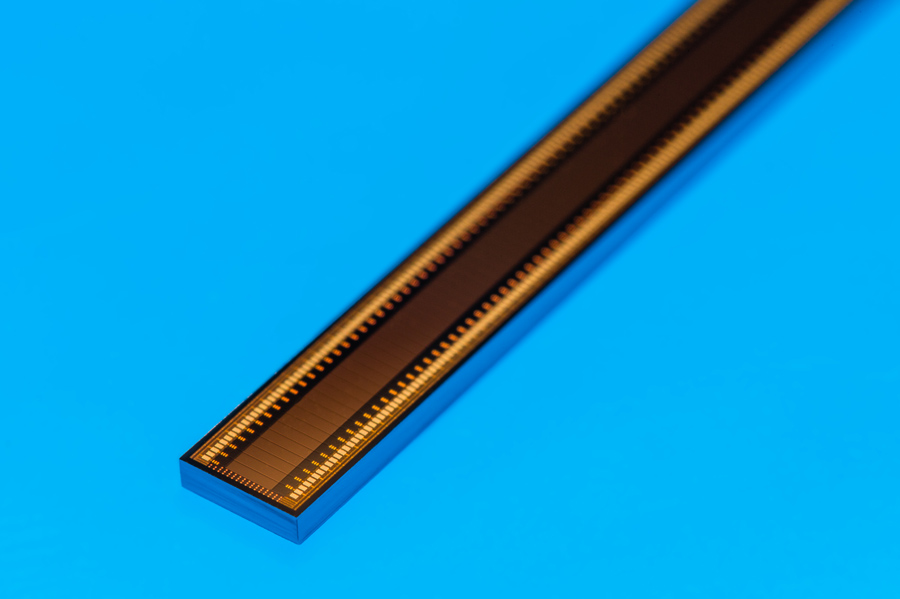 128 channel chip of a capacitive micromachined ultrasonic transducer (CMUT).