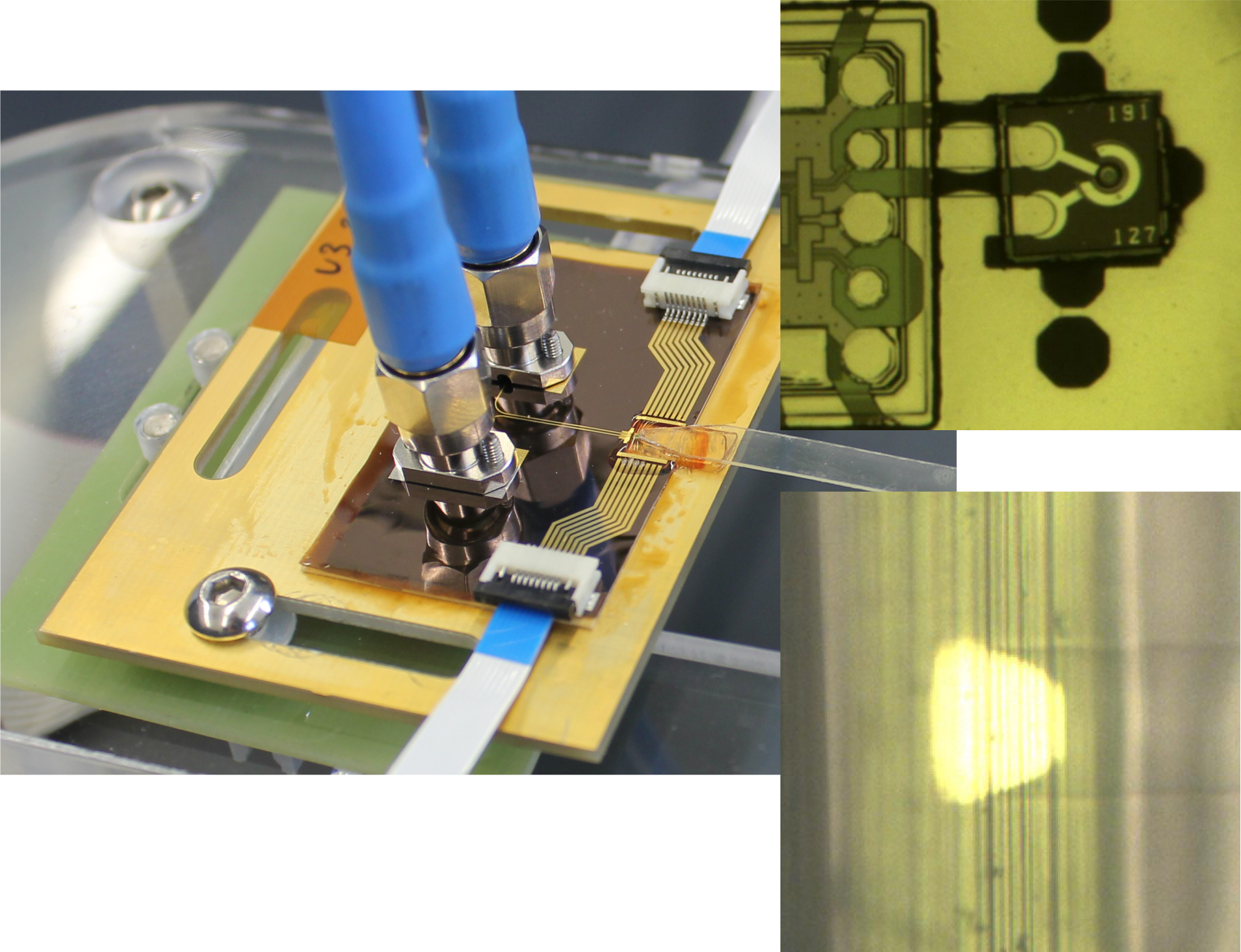 Kapazitiver mikromechanischer Ultraschallwandler (CMUT). Kapazitiver mikromechanischer Ultraschallwandler (CMUT).