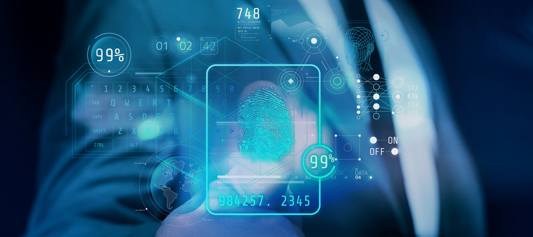 Fingerprint identification interface in augmented reality.